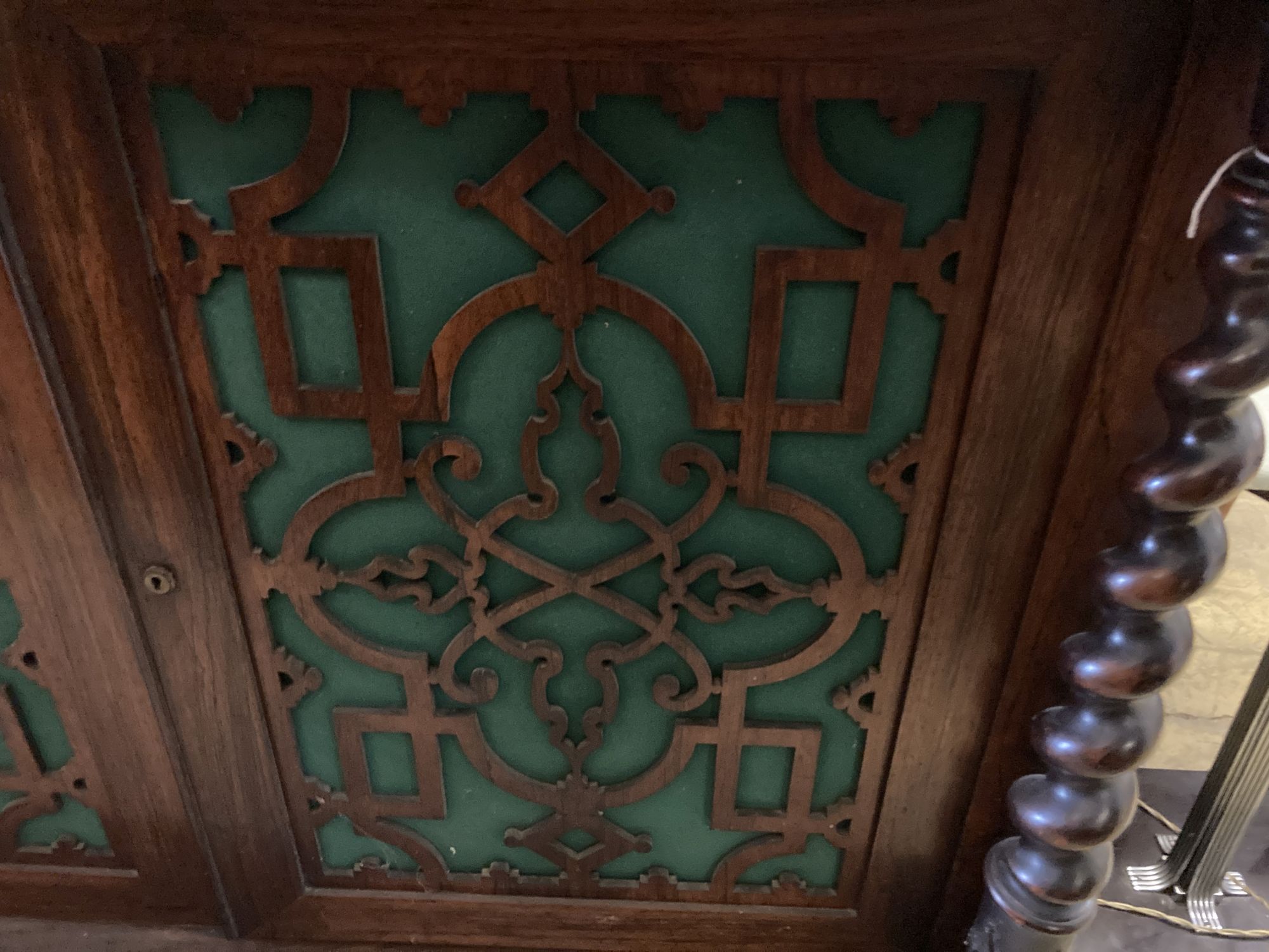 An early Victorian rosewood three door side cabinet, width 204cm depth 46cm height 102cm